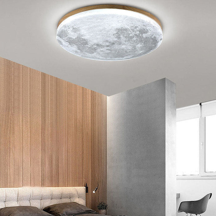 Lampa Sufitowa LED z Litego Drewna i Okrągłym Kloszem 3