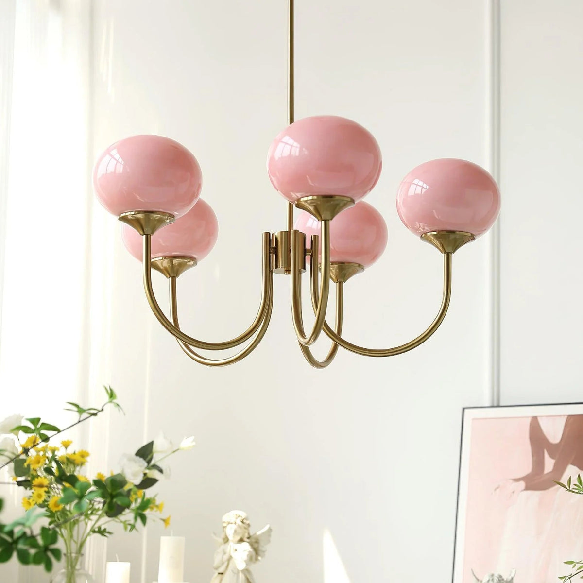 Lampa Wisząca Glamour z Szklanymi Kloszami i Metalową Konstrukcją 2