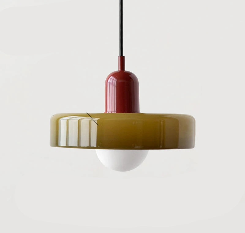 Lampa Wisząca Nowoczesna z Kolorowym Szklanym Kloszem i Regulacją Długości 7