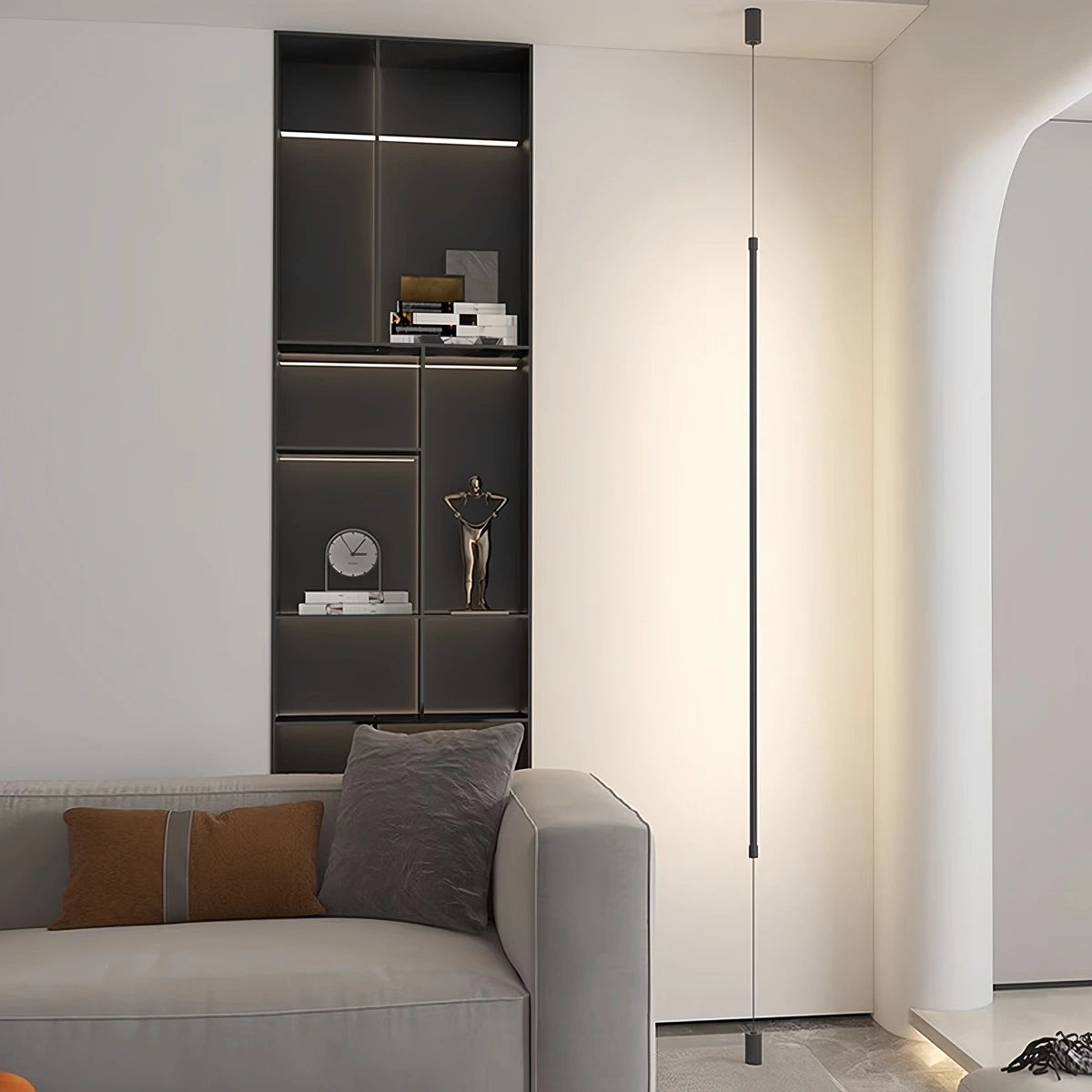 Lampa Podłogowa Minimalistyczna LED od Podłogi do Sufitu z Regulowaną Wysokością