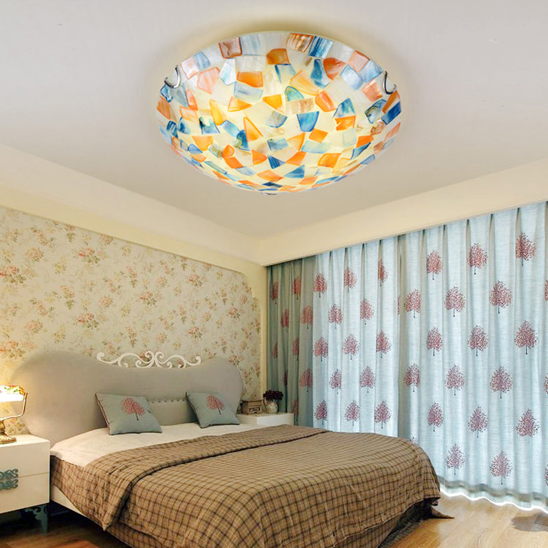 Lampa Sufitowa Styl Tiffany z Mozaikowym Kloszem Muszlowym