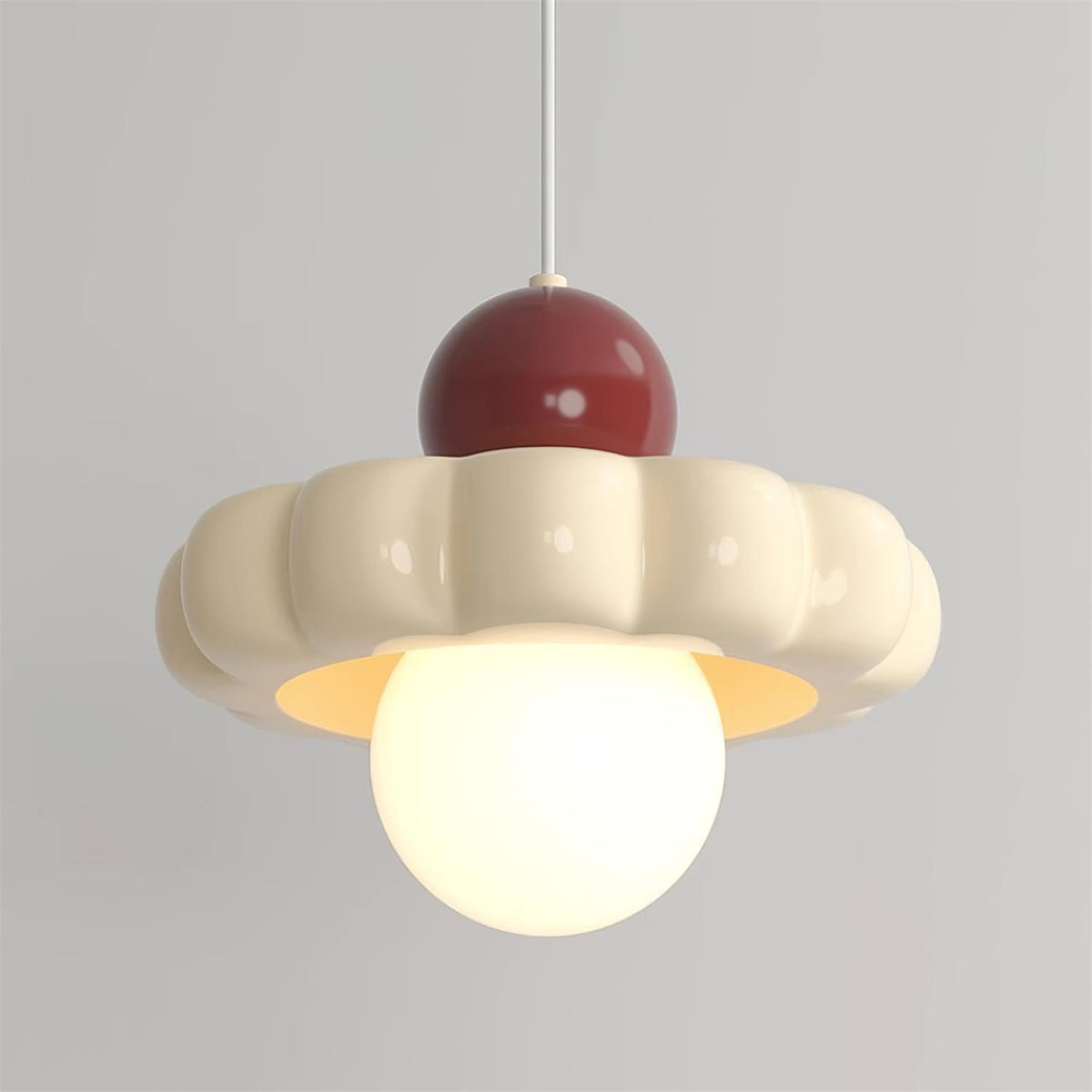 Lampa Wisząca Retro z Kloszem w Kształcie Chmury i Kulistym Dyfuzorem