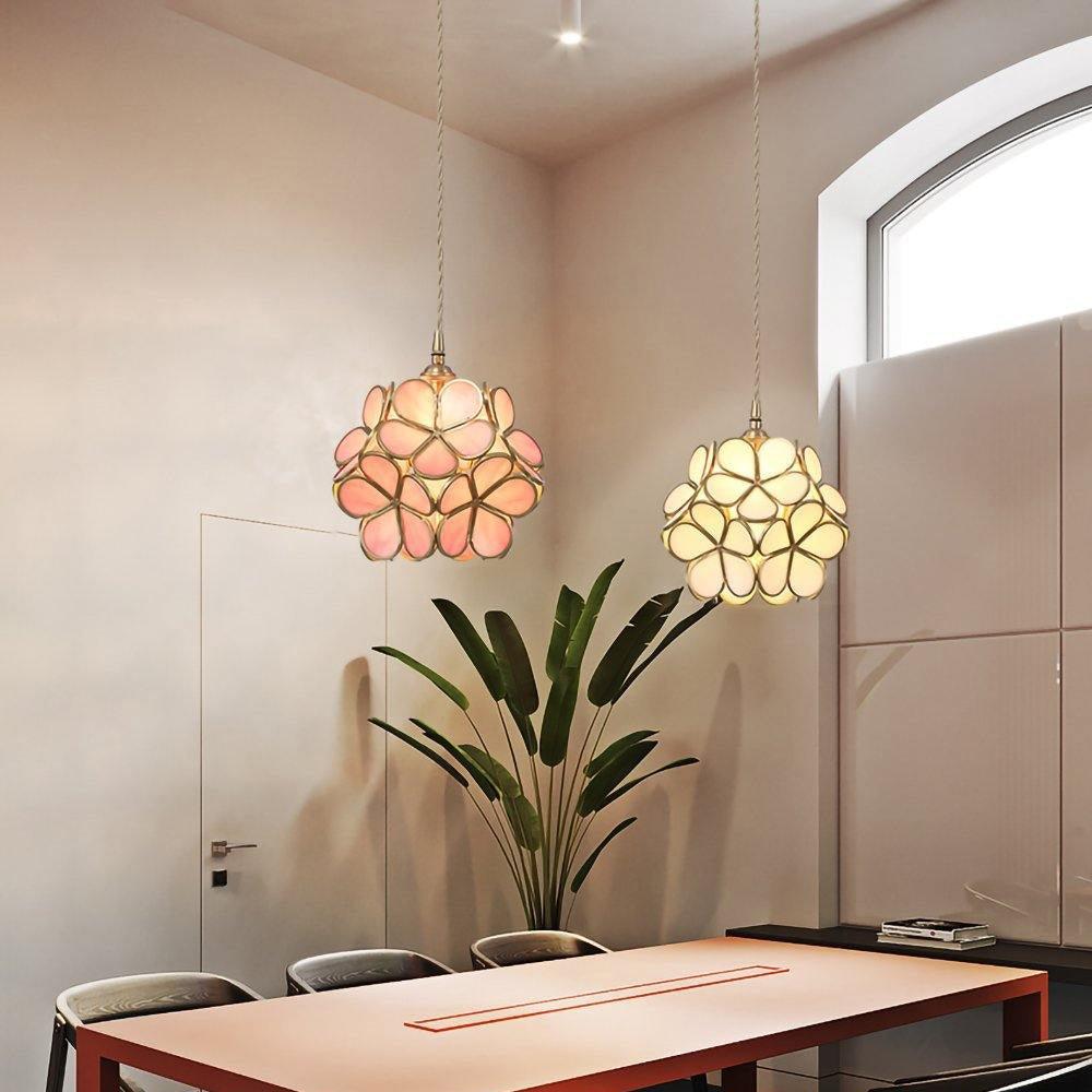 Lampa Wisząca Retro z Kloszem w Kształcie Kwiatów ze Szkła