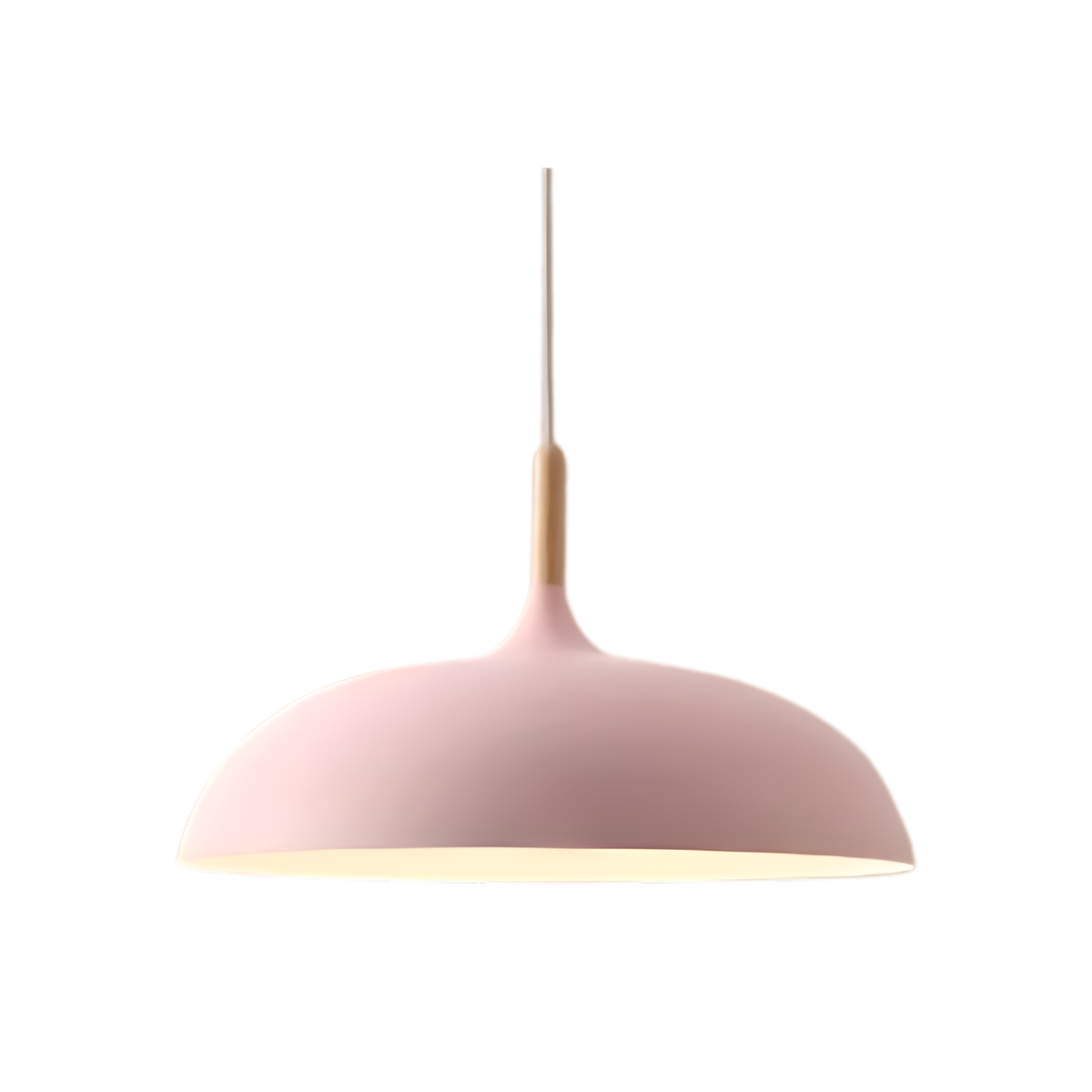 Lampa Wisząca Skandynawska z Okrągłym Kloszem i Drewnianym Akcentem
