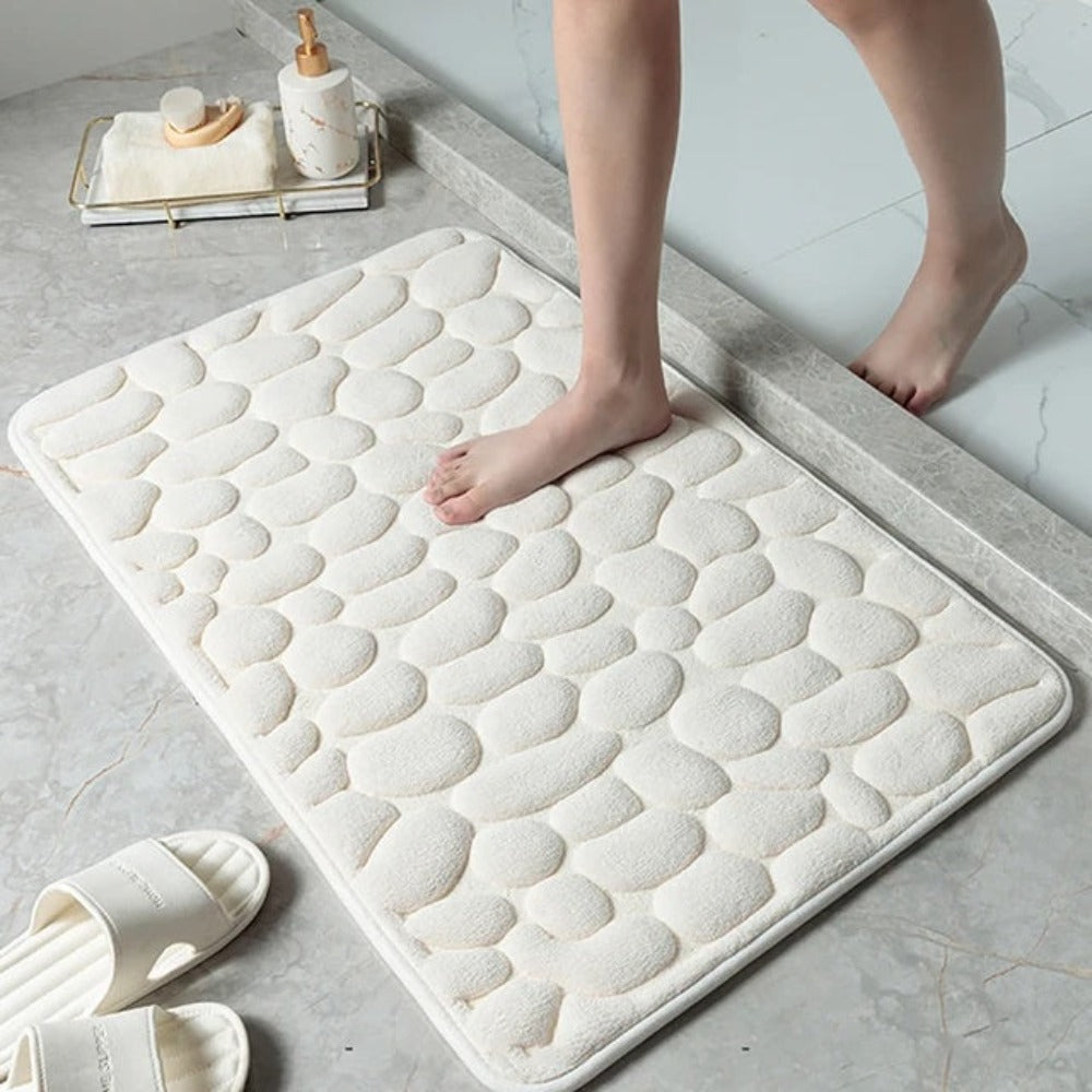 Mata Łazienkowa Antypoślizgowa z Wzorem Kamieni i Wkładem Memory Foam
