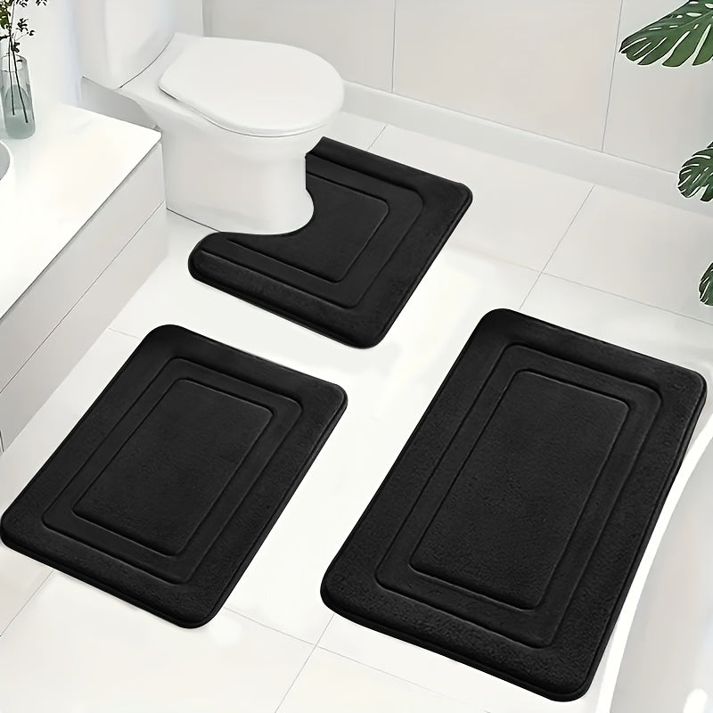 Zestaw Dywaników Łazienkowych z Memory Foam z Matą pod Toaletę Antypoślizgowy 3 Sztuki