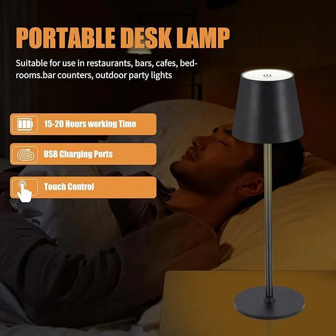 Elegancka Wodoodporna Lampa Stołowa z Wbudowanym Akumulatorem