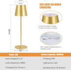 Elegancka Wodoodporna Lampa Stołowa z Wbudowanym Akumulatorem