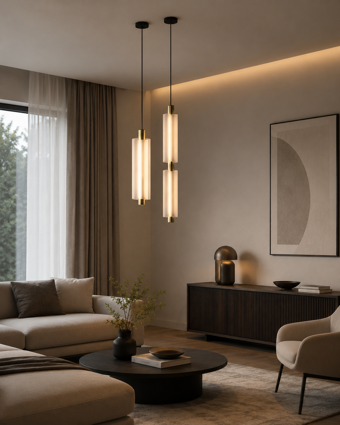 Lampa Wisząca Minimalistyczna z Kloszem z Alabastru