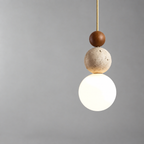 Lampa Wisząca Nowoczesna z Mlecznymi Kloszami i Drewnianymi Detalami