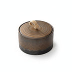 Ceramiczny Pojemnik z Pokrywką i Uchwytem z Juty w Stylu Wabi-Sabi ##POS:1##