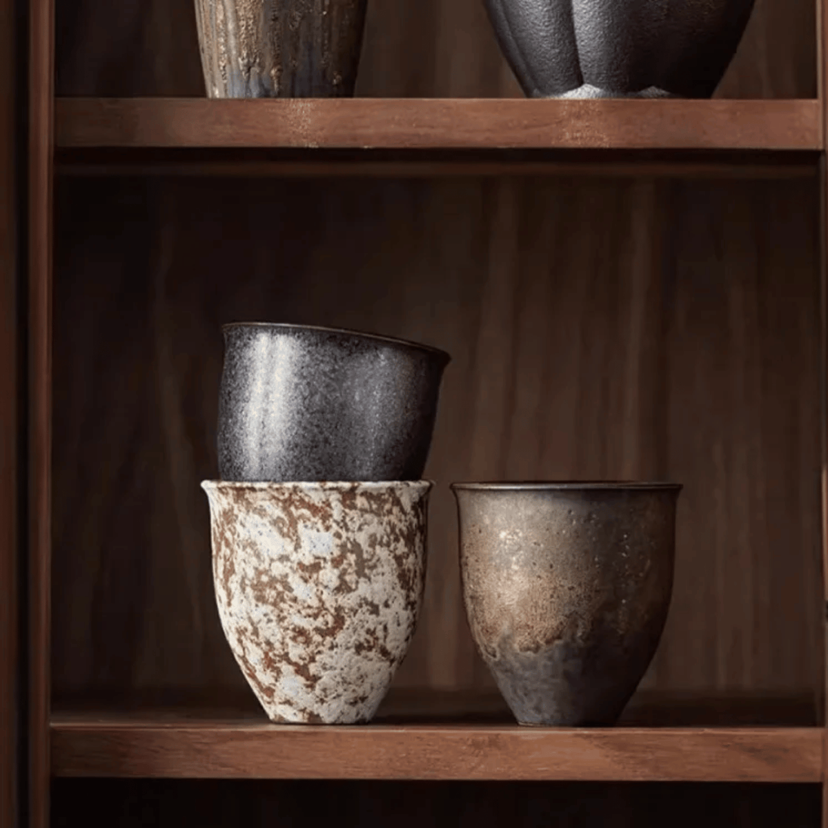 Ceramiczny Zestaw Filiżanek do Kawy i Herbaty w Stylu Rustykalnym