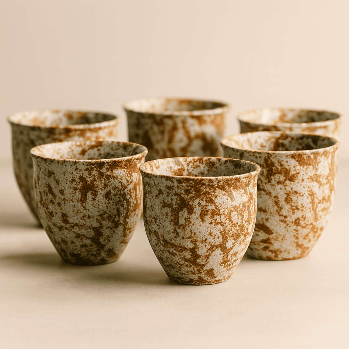 Ceramiczny Zestaw Filiżanek do Kawy i Herbaty w Stylu Rustykalnym ##POS:6##