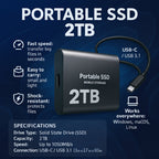 Dysk SSD Zewnętrzny Przenośny z USB-C 2TB