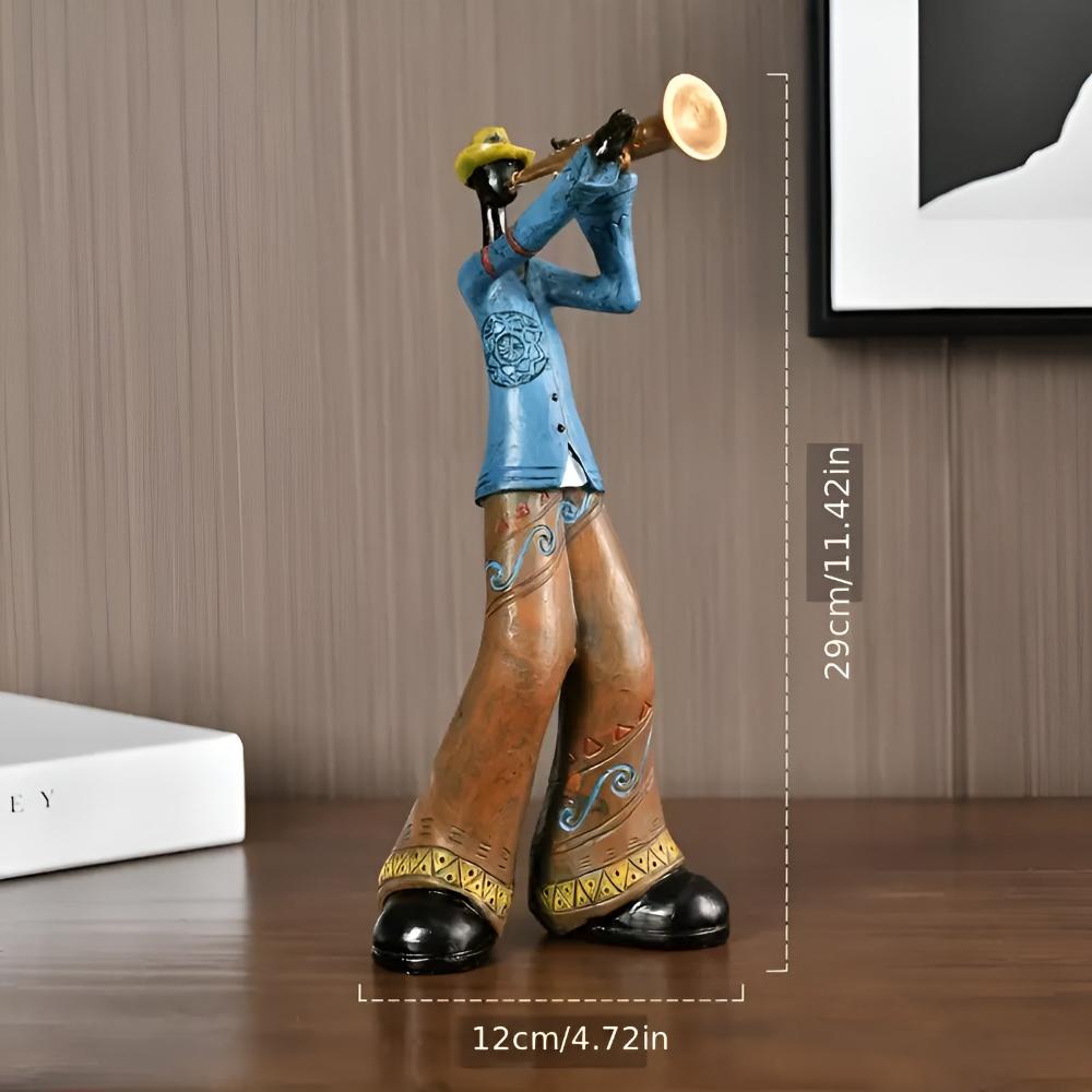 Figurka Muzyk Jazzowy Dekoracja na Półkę i Stół z Instrumentem
