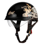 Kask Motocyklowy Otwarty Retro z Wizjerem i Szybkim Zapięciem
