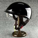 Kask Motocyklowy Otwarty Retro z Wizjerem i Szybkim Zapięciem