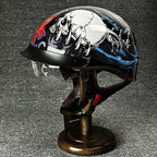 Kask Motocyklowy Otwarty Retro z Wizjerem i Szybkim Zapięciem