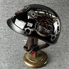 Kask Motocyklowy Otwarty Retro z Wizjerem i Szybkim Zapięciem