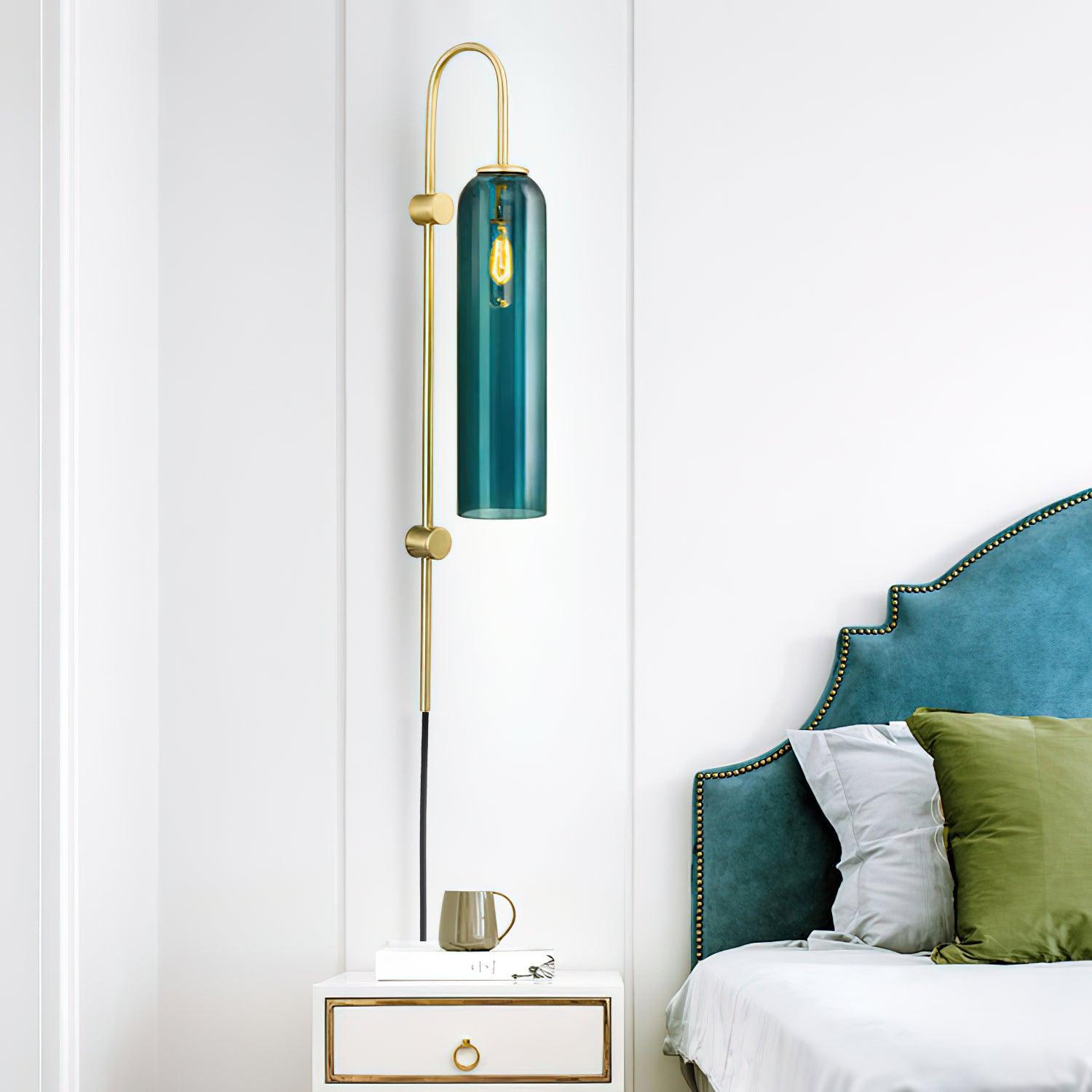 Kinkiet Art Deco z Cylindrycznym Kloszem Szklanym na Wtyczkę