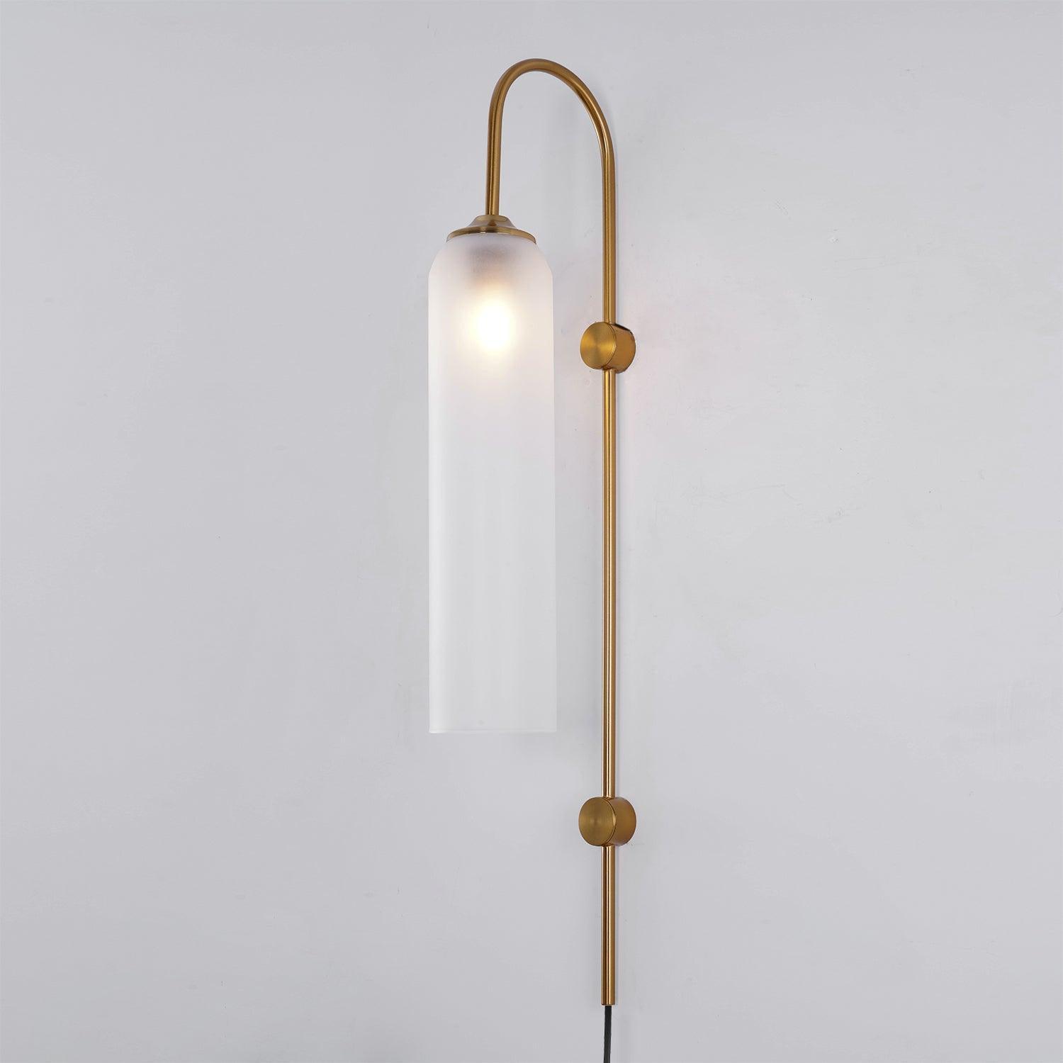Kinkiet Art Deco z Cylindrycznym Kloszem Szklanym na Wtyczkę