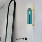 Kinkiet Art Deco z Cylindrycznym Kloszem Szklanym na Wtyczkę