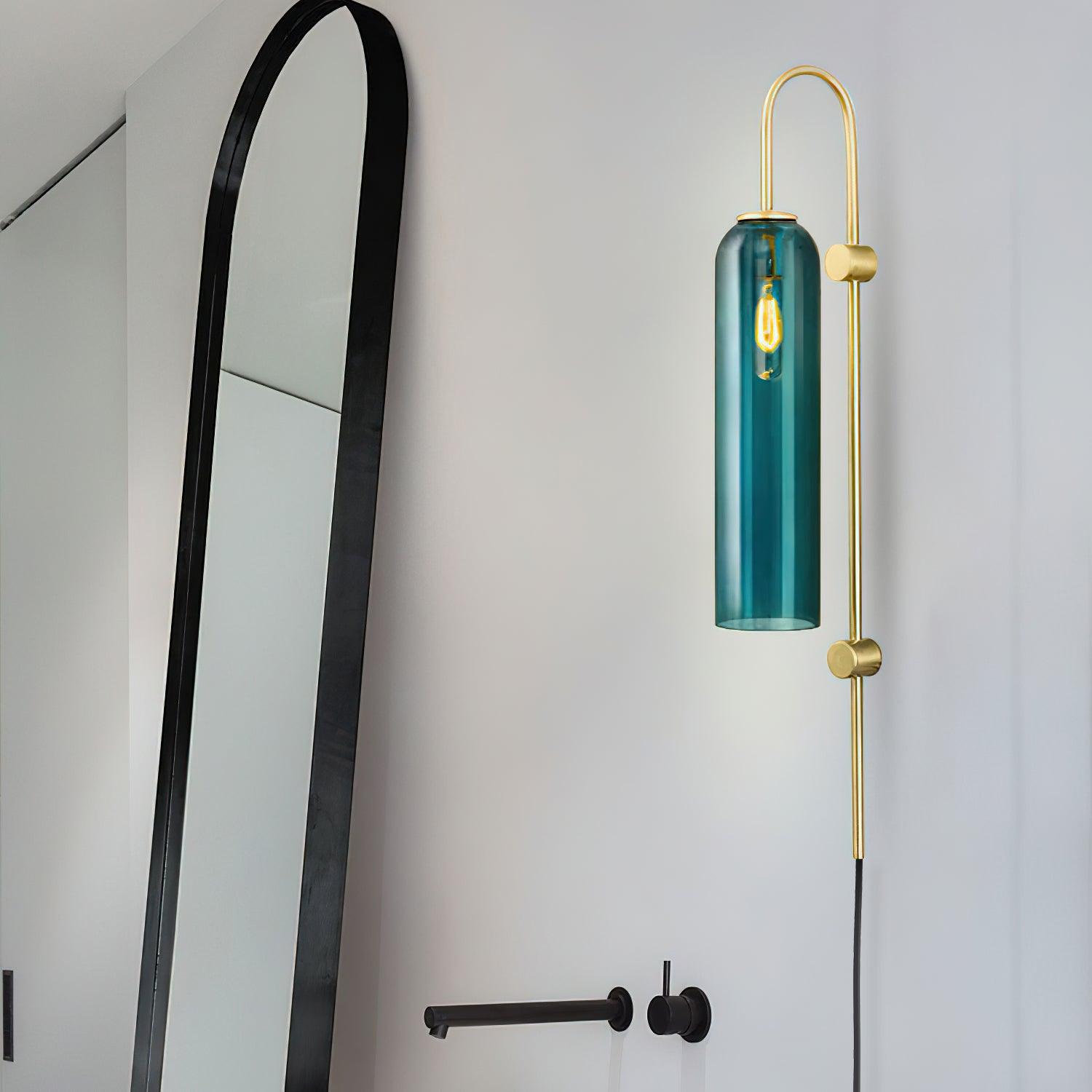 Kinkiet Art Deco z Cylindrycznym Kloszem Szklanym na Wtyczkę