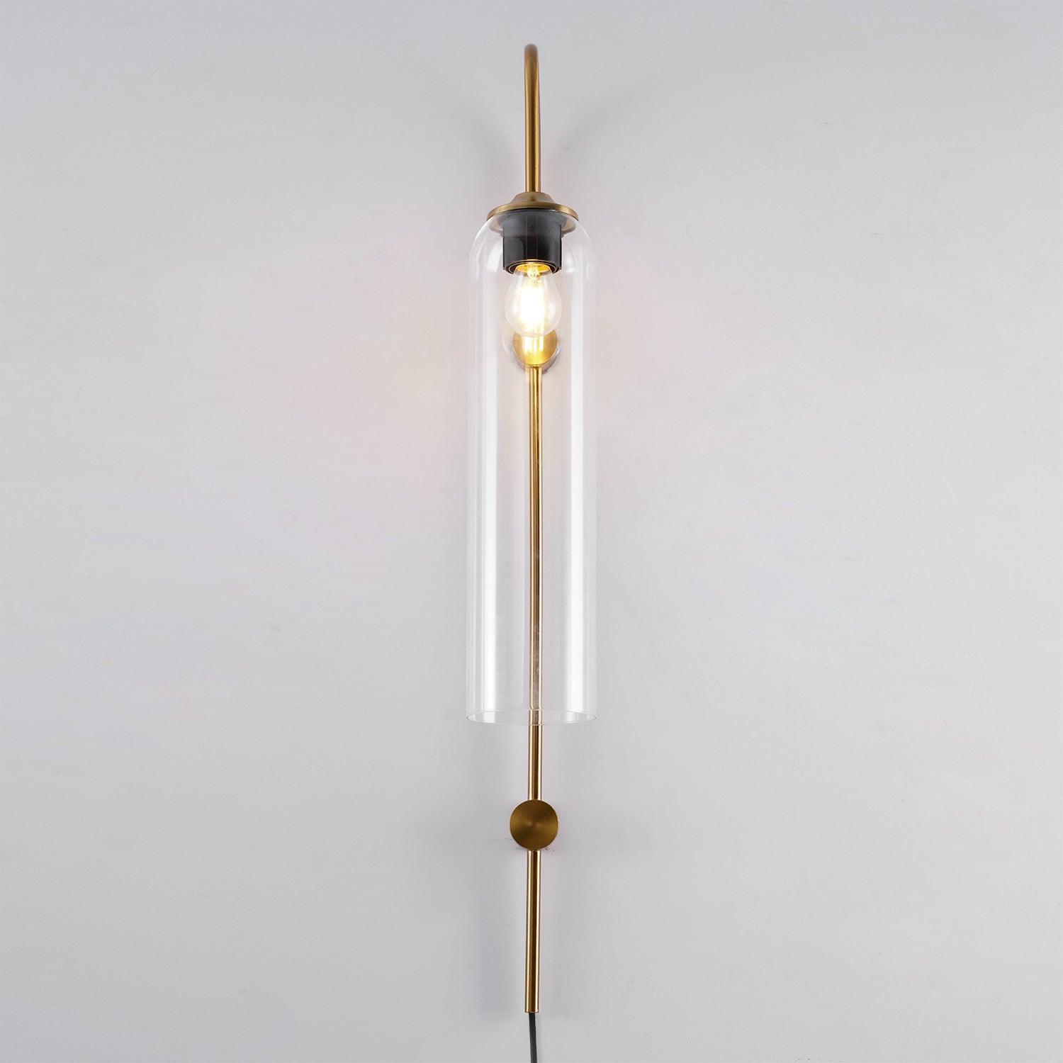 Kinkiet Art Deco z Cylindrycznym Kloszem Szklanym na Wtyczkę