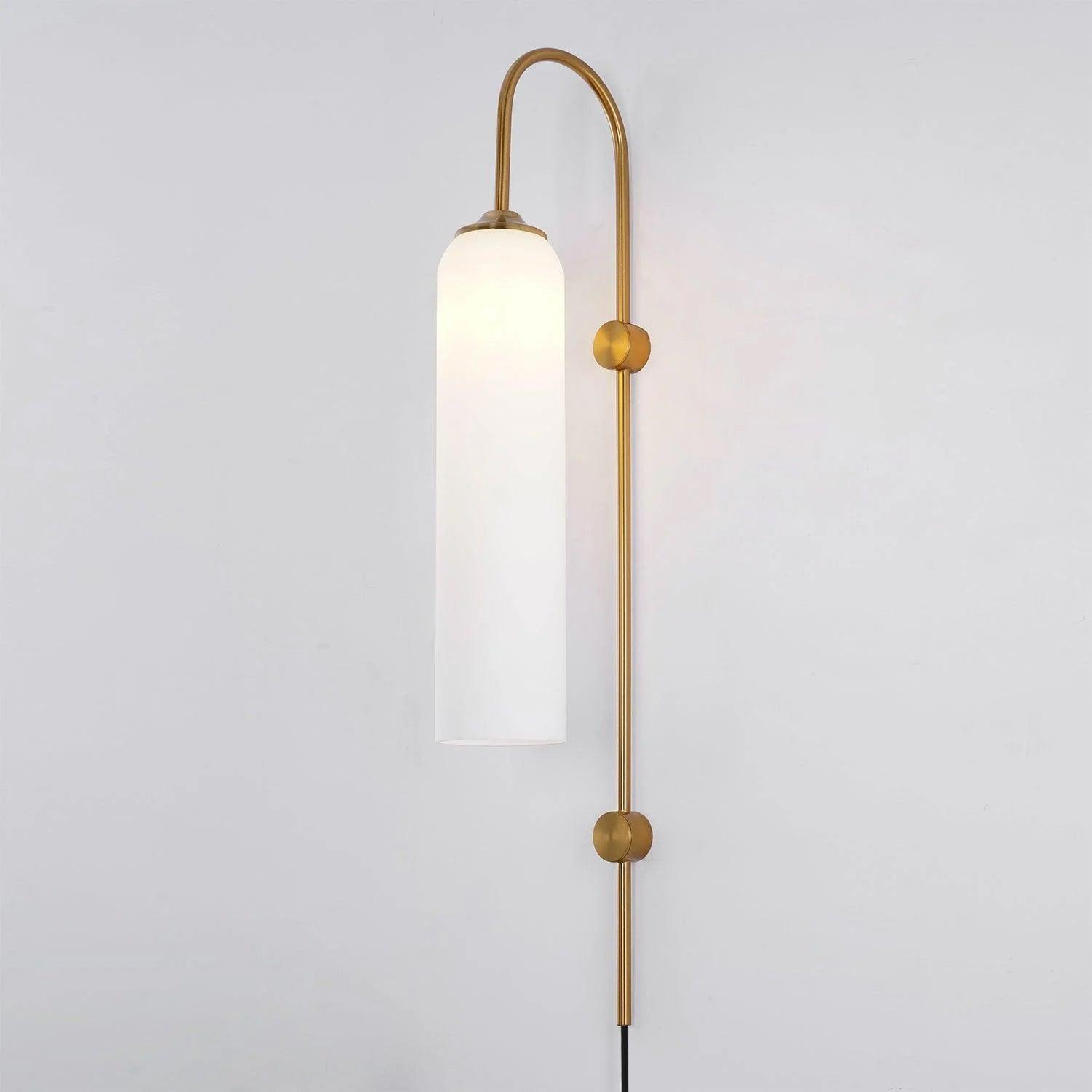 Kinkiet Art Deco z Cylindrycznym Kloszem Szklanym na Wtyczkę