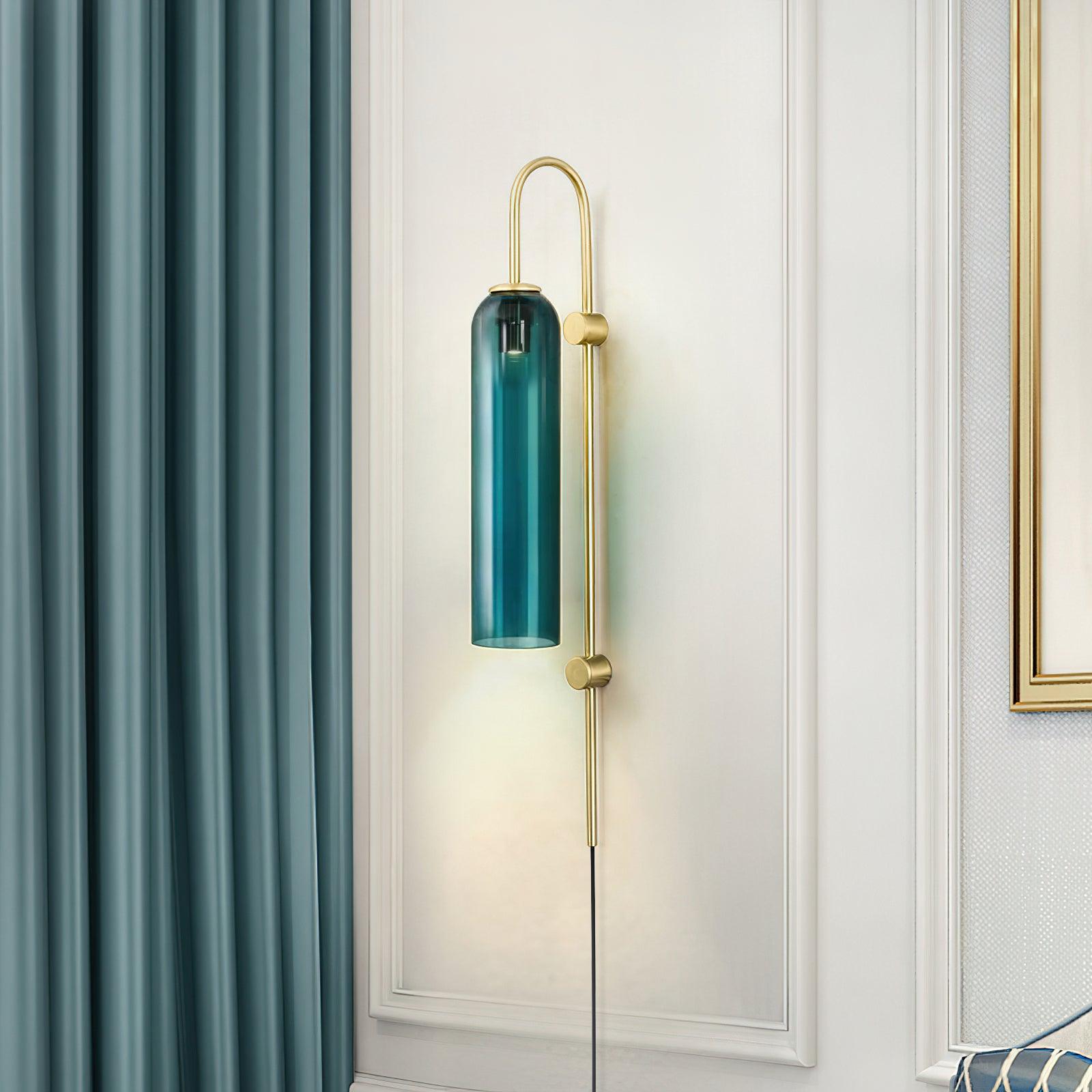 Kinkiet Art Deco z Cylindrycznym Kloszem Szklanym na Wtyczkę