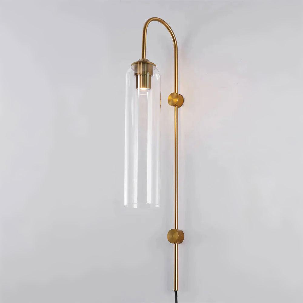 Kinkiet Art Deco z Cylindrycznym Kloszem Szklanym na Wtyczkę