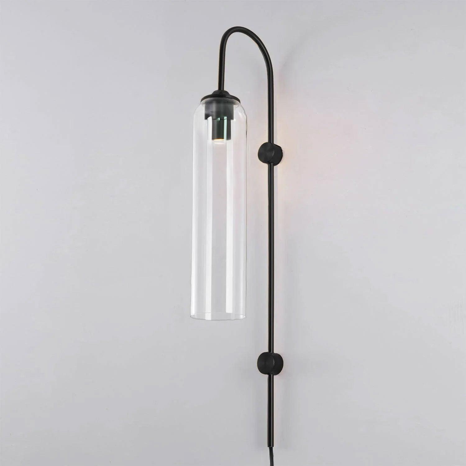 Kinkiet Art Deco z Cylindrycznym Kloszem Szklanym na Wtyczkę