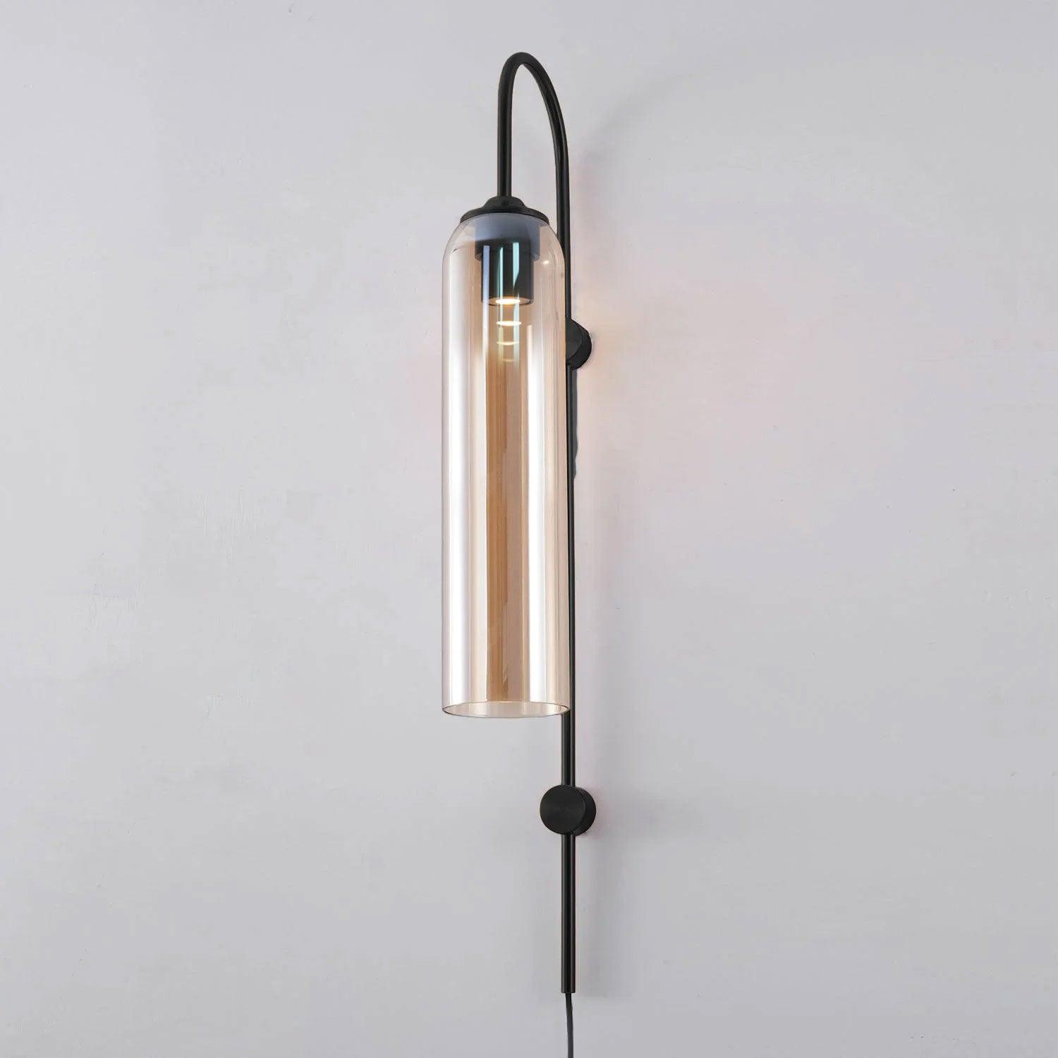 Kinkiet Art Deco z Cylindrycznym Kloszem Szklanym na Wtyczkę