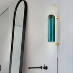 Kinkiet Art Deco z Cylindrycznym Kloszem Szklanym na Wtyczkę