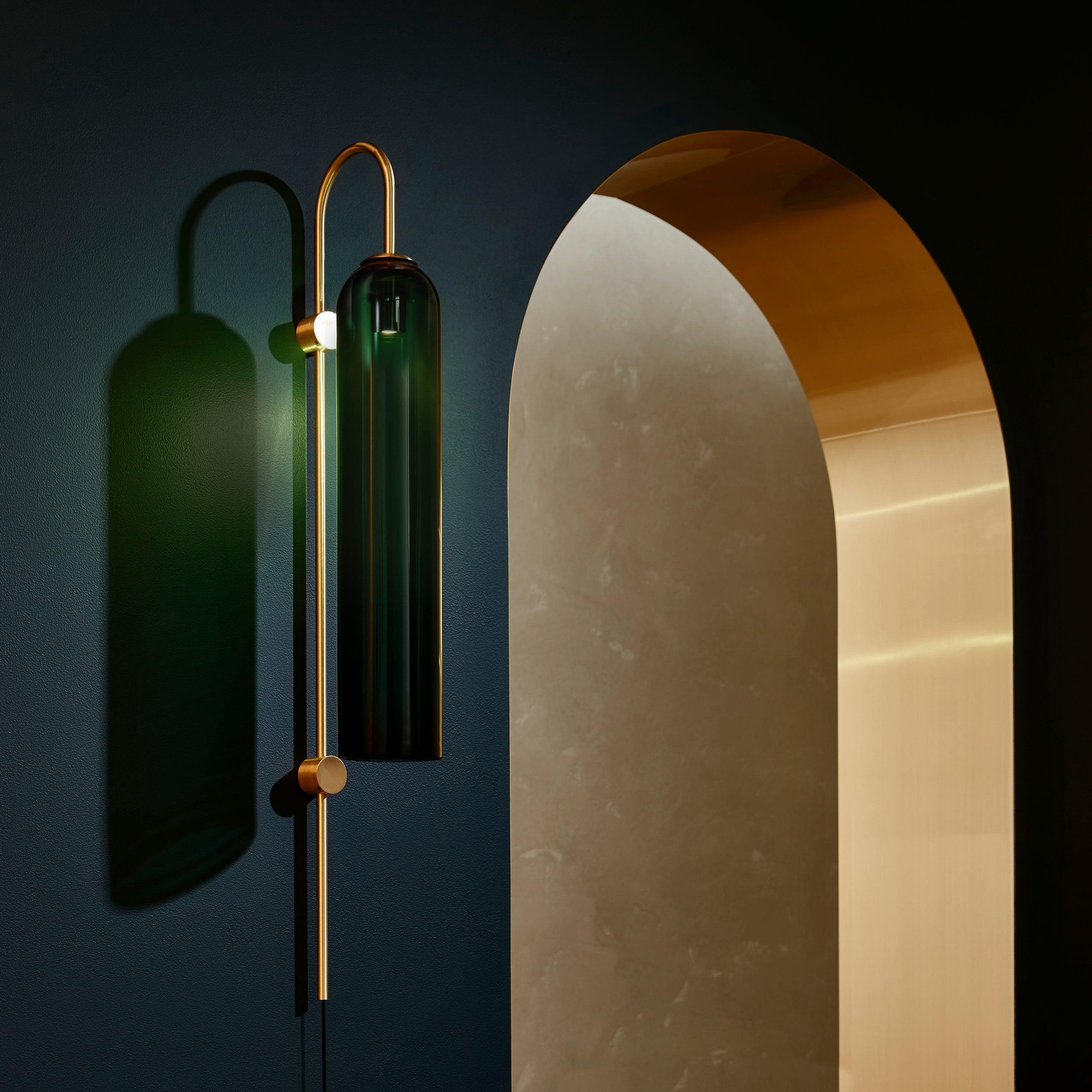 Kinkiet Art Deco z Cylindrycznym Kloszem Szklanym na Wtyczkę