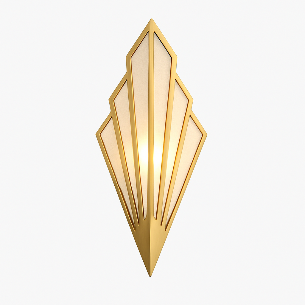 Kinkiet Art Deco z Geometrycznym Wzorem w Kształcie Wachlarza