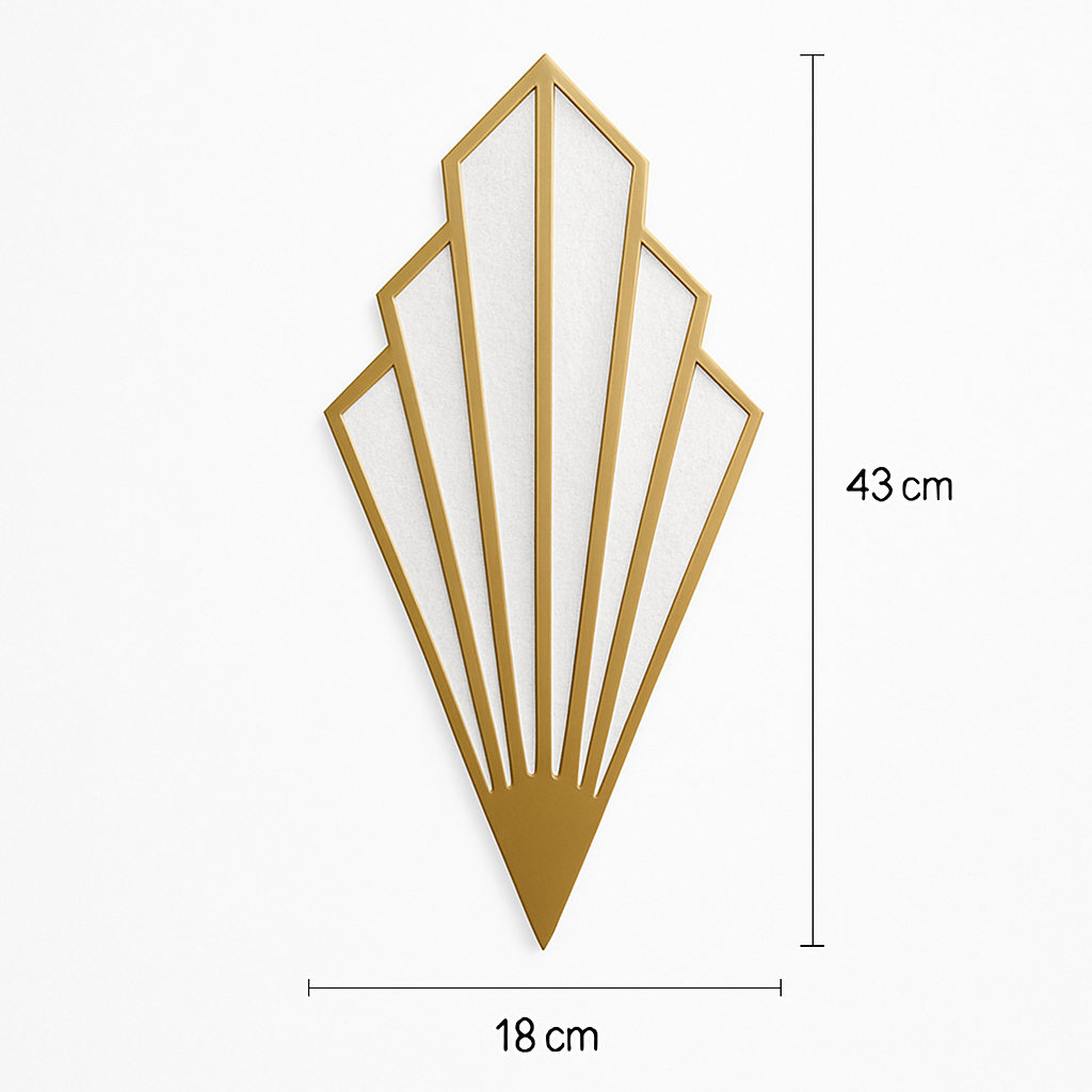 Kinkiet Art Deco z Geometrycznym Wzorem w Kształcie Wachlarza