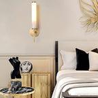 Kinkiet Art Deco z Kloszem Alabastrowym i Mosiężnym Uchwytem ##POS:18##