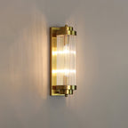 Kinkiet Art Deco z Ryflowanym Szkłem w Złotej Oprawie