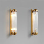 Kinkiet Art Deco z Ryflowanym Szkłem w Złotej Oprawie