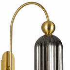 Kinkiet Art Deco z Żebrowanym Kloszem Cylindrycznym i Złotą Ramą