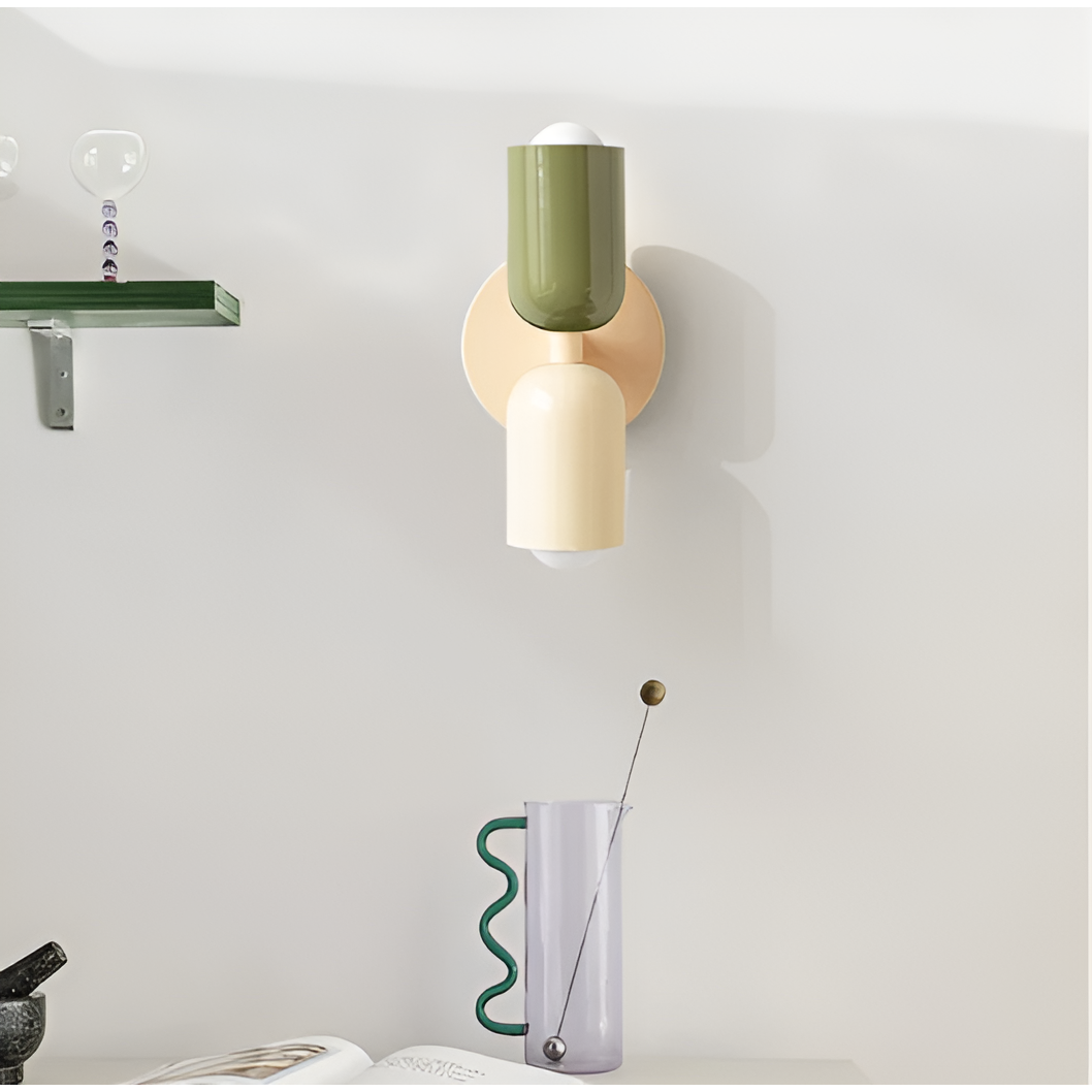 Kinkiet Modernistyczny z Dwoma Źródłami Światła w Kolorowych Kloszach ##POS:36##