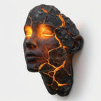 Kinkiet Ścienny Rzeźba Twarzy z Podświetlanymi Pęknięciami Modern Art