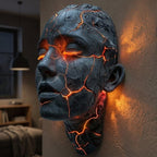 Kinkiet Ścienny Rzeźba Twarzy z Podświetlanymi Pęknięciami Modern Art