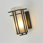 Kinkiet Zewnętrzny Retro z Kloszem Szklanym i Metalową Ramą
