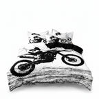 Komplet Pościeli z Nadrukiem Motocross z Zamkiem Błyskawicznym