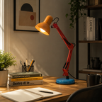 Lampa Biurkowa Retro z Regulowanym Ramieniem i Okrągłą Podstawą