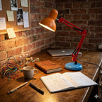 Lampa Biurkowa Retro z Regulowanym Ramieniem i Okrągłą Podstawą