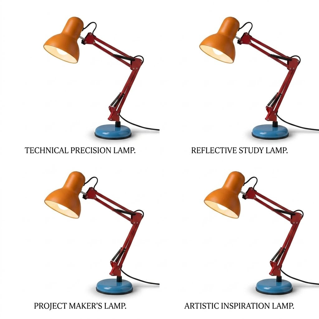 Lampa Biurkowa Retro z Regulowanym Ramieniem i Okrągłą Podstawą