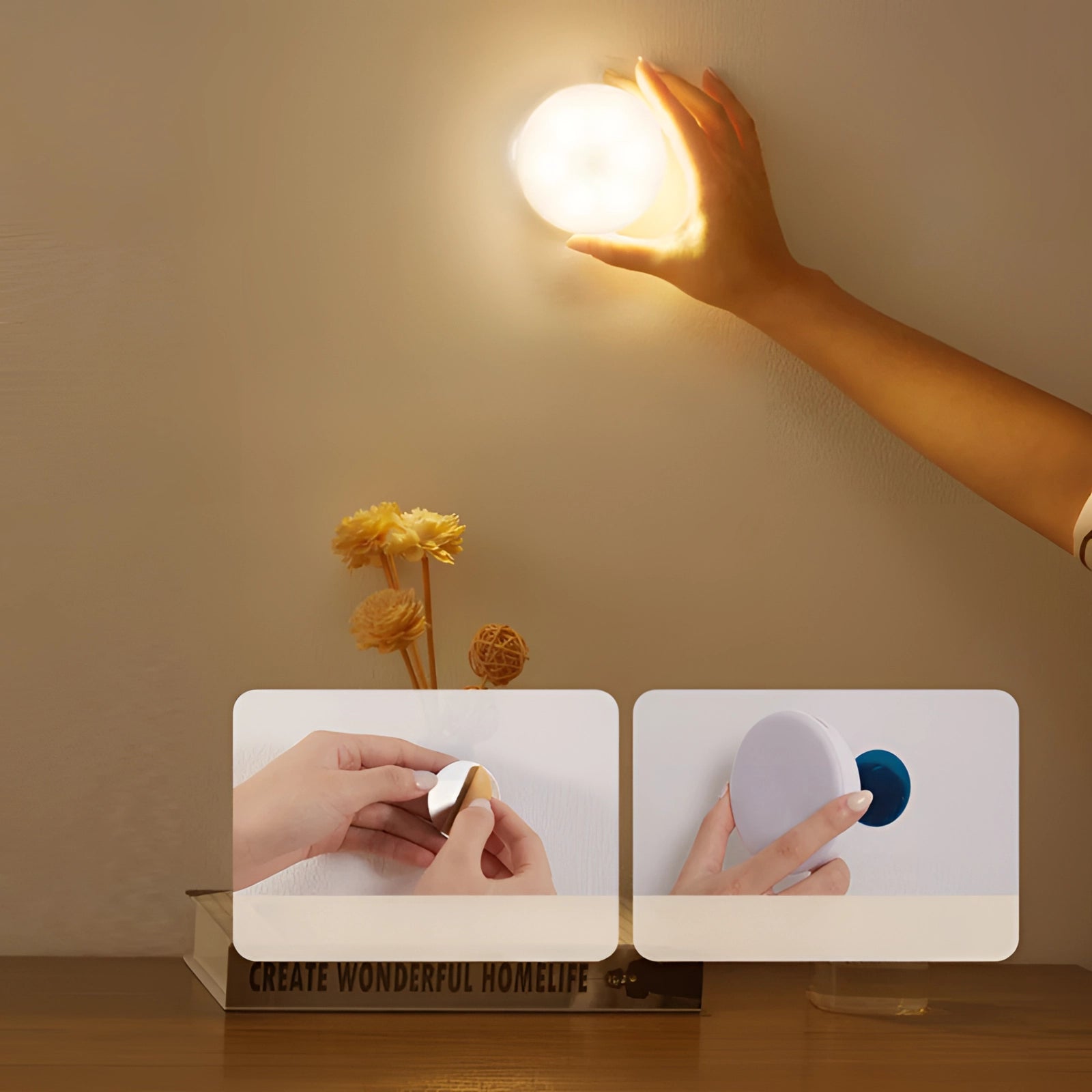 Lampa Nocna z Czujnikiem Ruchu Bezprzewodowa z Magnetycznym Montażem